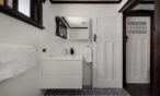 Elegant renovated bathroom with heritage detailing and modern finishes at luxury Barossa accommodation